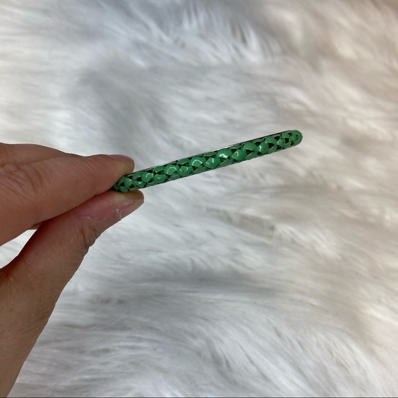 Vintage Green & Silver Metal Woven Design Bangle Bracelet One Size Fits Many - Picture 5 of 8